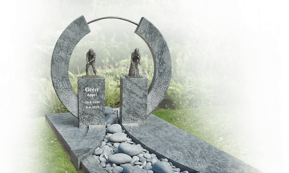 grafsteen materialen - brons beeldje man en vrouw