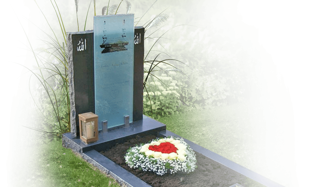 islamitische grafstenen moskee op glazen letterplaat