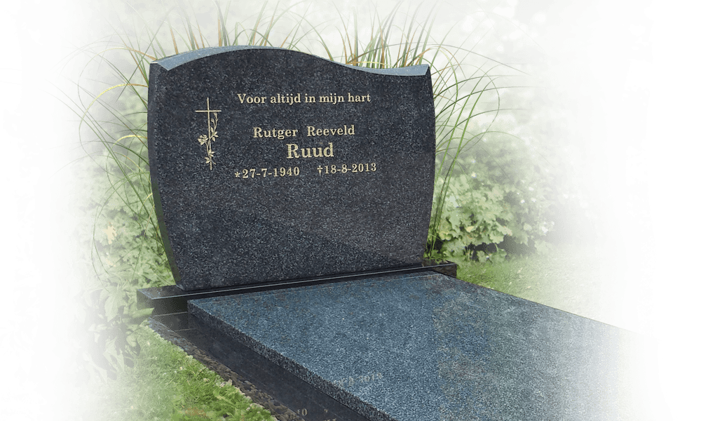 onderhoudsvrij grafmonument golfkop lettersteen van natuursteen