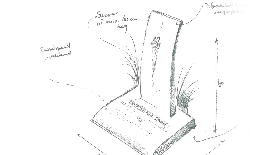 bronzen zuilen ontwerp grafsteen