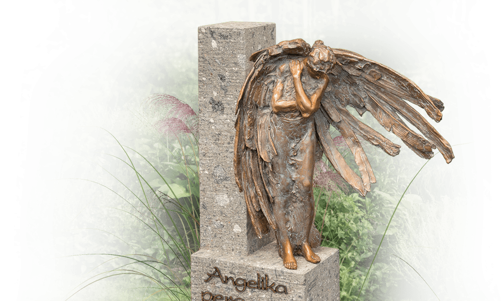 engel brons op grafsteen