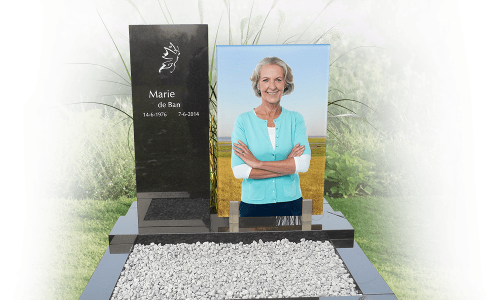 foto in glas op grafsteen natuurgetrouw