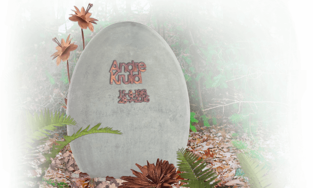 memory stone grafsteen natuurbegraafplaats cortenstaal bloemen