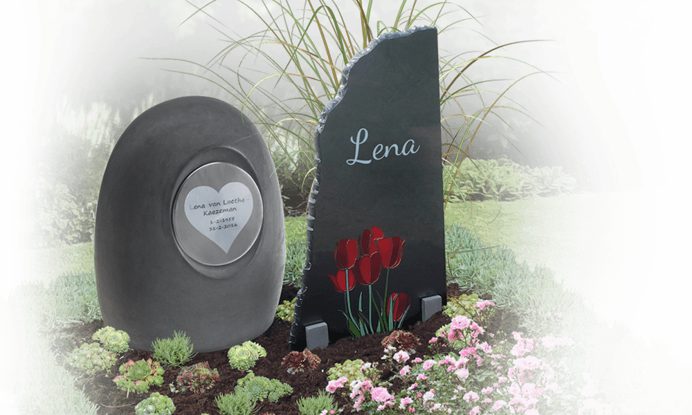 memory stone grafmonument urnengraf glazen letterplaatje