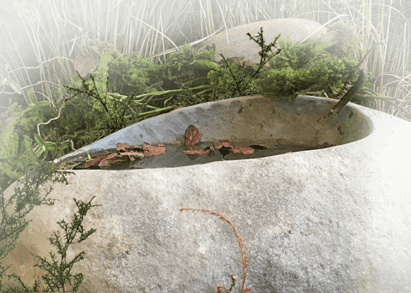 puur natuur collectie grafmonumenten kei met vogeldrinkbakje