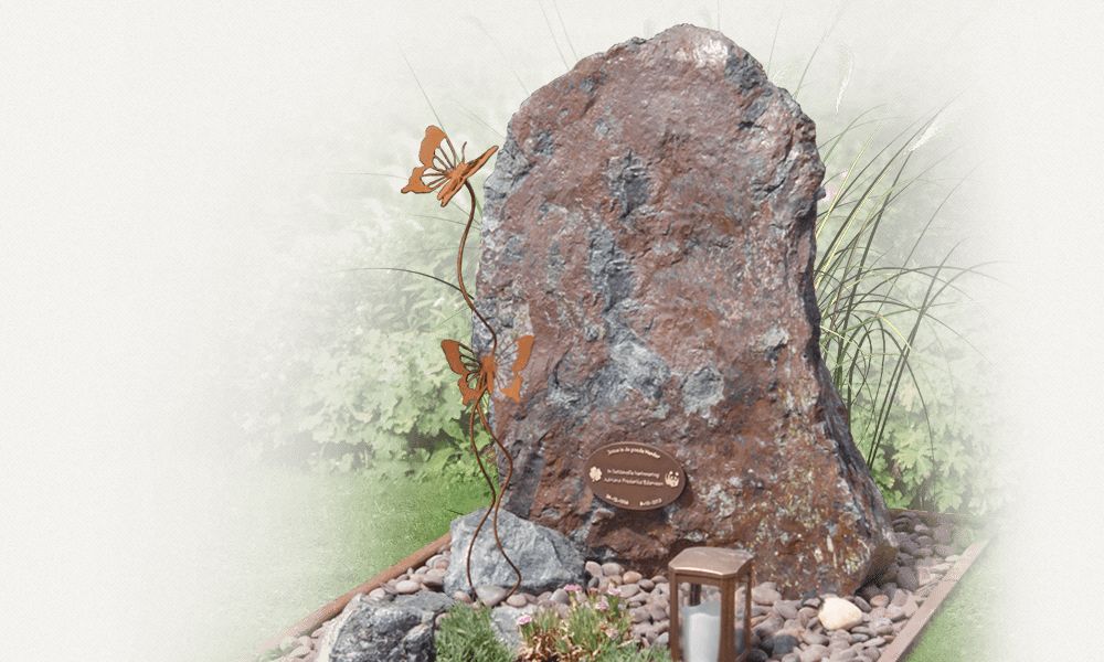 grafsteen natuurlijk cortenstaal vlinders
