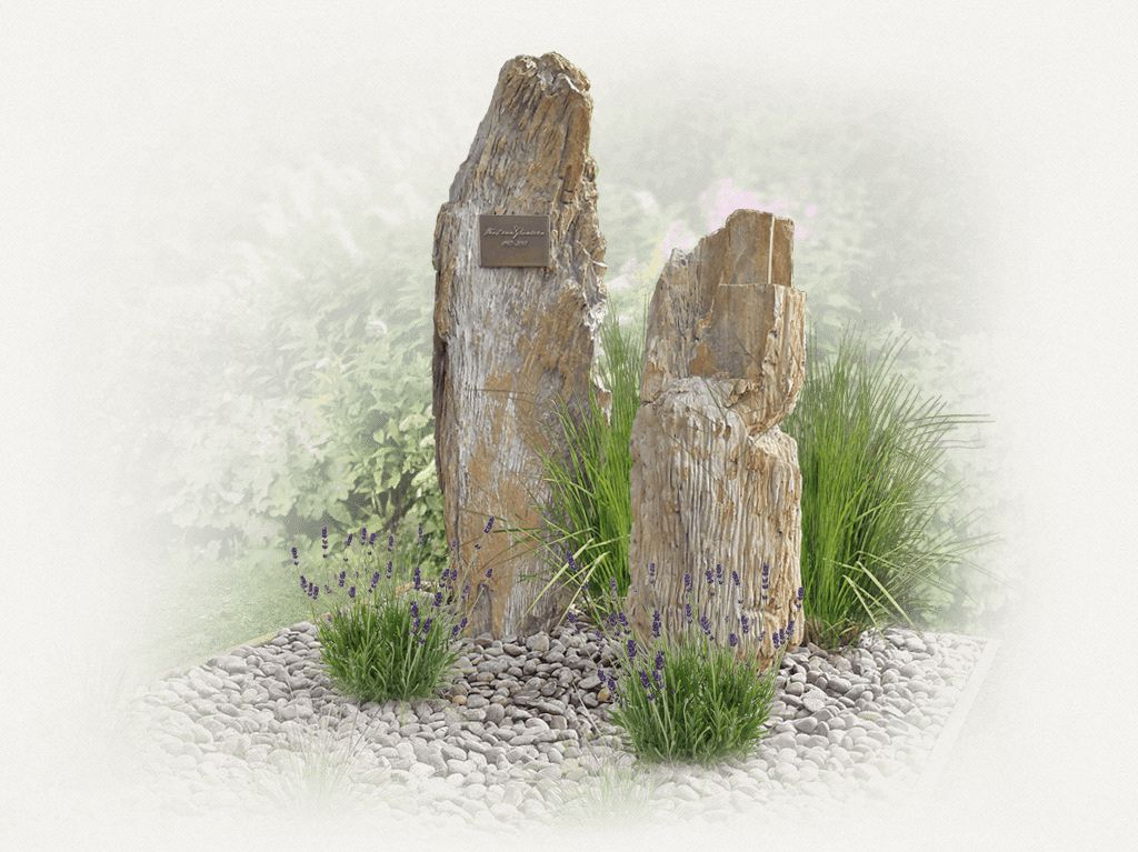 grafsteen met versteend hout