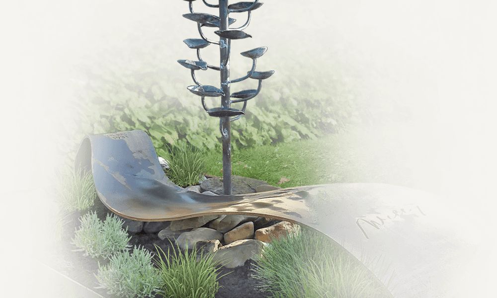 grafmonument bronzen waterboom op grafsteen cortenstaal