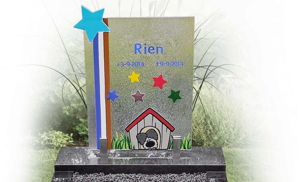kindergraf decoratie afbeelding hondenhuisje hondenhok sterren kleurrijk