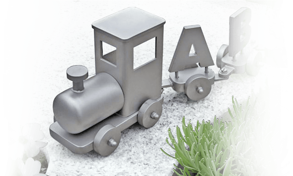 kindermonument rvs decoratie trein abc