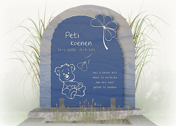 kindergrafsteen eigen ontwerp voorstel belettering lay-out