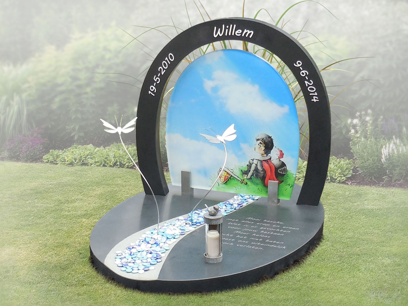 kindergrafmonumenten decoraties rvs glas wolk hartjes