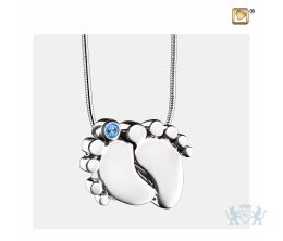 BabyFeet Ashes Pendant Blue and Pol Silver w/Zirconia