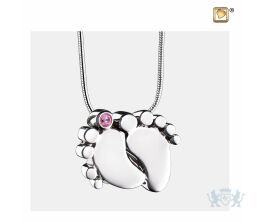 BabyFeet Ashes Pendant Pink and Pol Silver w/Zirconia