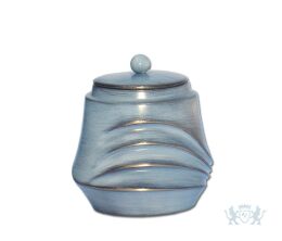 Blauwe mini urn van brons met decoratie