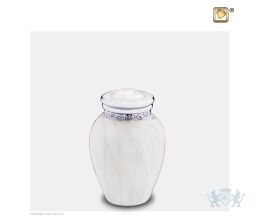 Blessing Keepsake Urn Pearl White and Pol Silver
