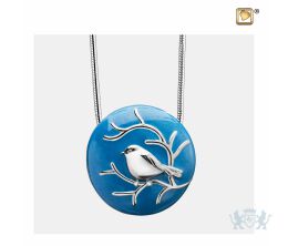 BlessingBirds Ashes Pendant Pearl Blue and Pol Silver