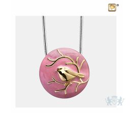 BlessingBirds Ashes Pendant Pearl Pink and Pol Gold Vermeil
