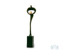 Bronze mini urn mens met bol groen
