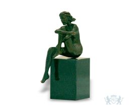 Bronze mini urn vrouw groen