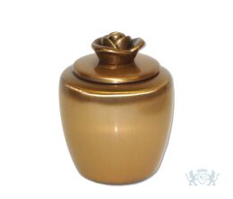 Bronzen mini urn met decoratie roos