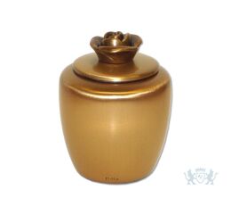 Bronzen mini urn met roosje