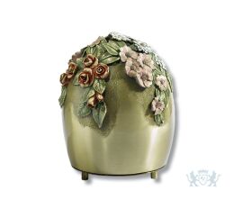 Bronzen urn met gekleurde bloemen