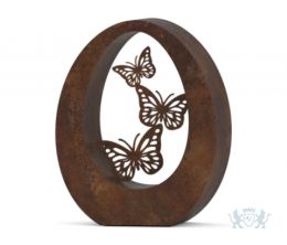 Bruin gepatineerde bronzen urn Vlinders