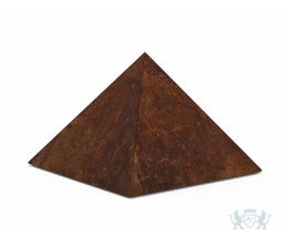 Bruin gepatineerde piramide urn van brons