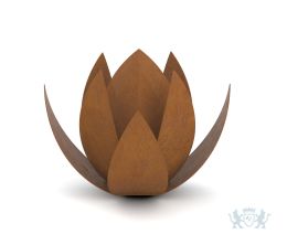 Bruine 'lotus' urn van cortenstaal
