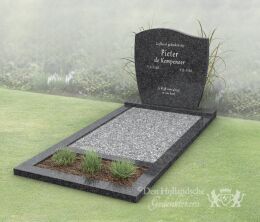 Budget golfkop grafsteen met bloemstrook