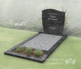 Budget golfkop grafsteen met bloemstrook