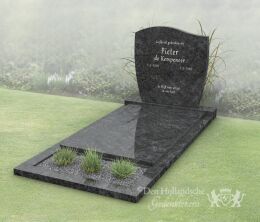 Budget golfkop grafsteen met bloemstrook