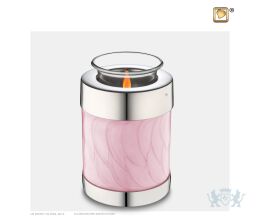 Child Tealight Urn Pearl Pink and Pol Silver