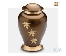 Classic Falling Leaves Adult Urn Bronze and Bru Gold