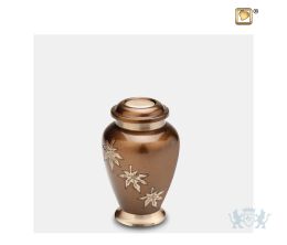 Classic Falling Leaves Keepsake Urn Bronze and Bru Gold