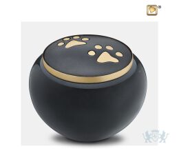 Classic Round Large Pet Urn Midnight and Bru Gold