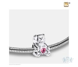 CuddleBear Ashes Bead Pink and Pol Silver w/Zirconia