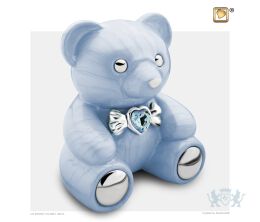 CuddleBear Child Urn Pearl Blue and Pol Silver w/Swarovski® 