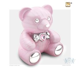 CuddleBear Child Urn Pearl Pink and Pol Silver w/Swarovski® 
