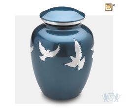 Divine Flying Doves Adult Urn Blue and Bru Pewter