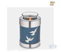 Divine Flying Doves Tealight Urn Blue and Bru Pewter