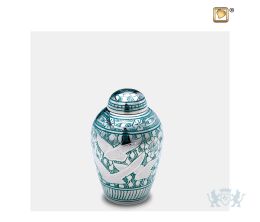 DomeTop Flying Dove Keepsake Urn Green and Pol Silver
