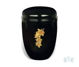 Donkere aluminium urn met gouden bladeren