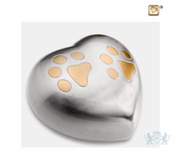 Double Paw Large Heart Pet Urn Bru Pewter