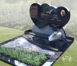 Dubbel grafmonument met harten