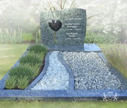 Eigentijds dubbel grafmonument met hart