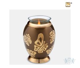 Elegant Butterfly Tealight Urn Bronze and Bru Gold