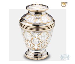 Elegant Floral Adult Urn Pol Silver