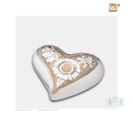 Elegant Floral Heart Keepsake Urn Pol Silver